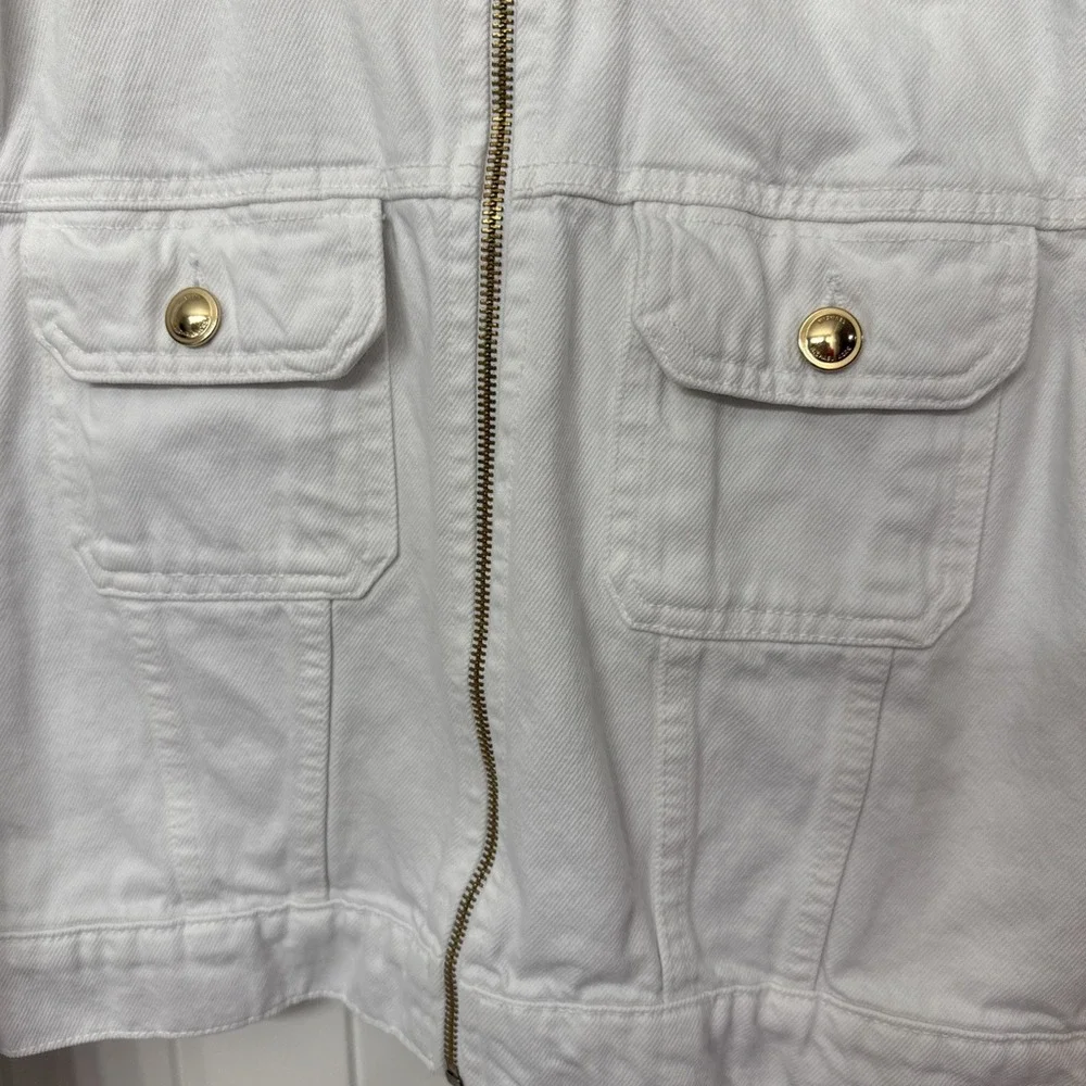 MICHAEL KORS WOMEN'S LONG SLEEVE DENIM WHITE JEAN JACKET SIZE M